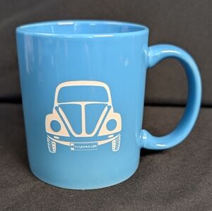 Debossed Etched Volkswagen Beetle Blue Mug Collectible